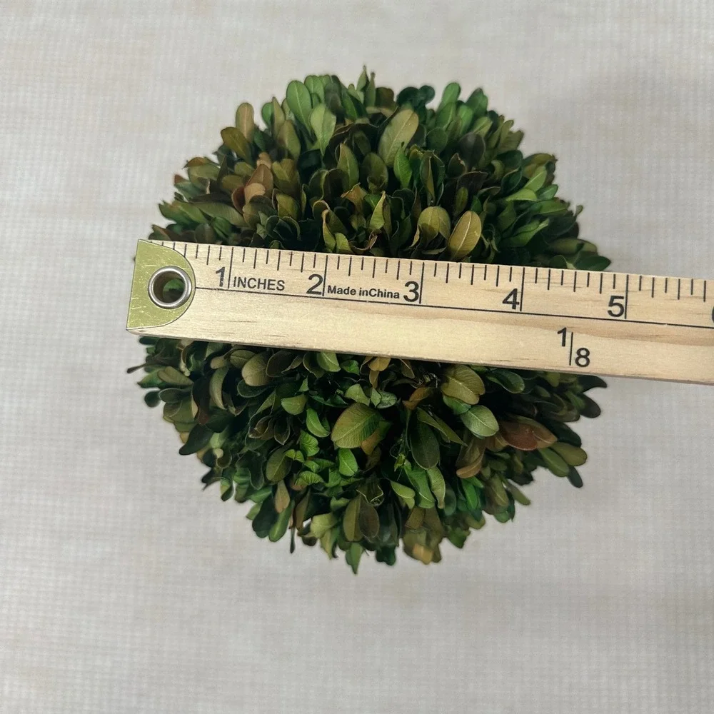 Preserved Boxwood Topiary Ball in White Ceramic Pot 16 Inch‎ Faux Greenery Decor